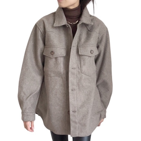 CHICBOMB Jackets & Blazers - SOFT CASHMERE LIKE SHACKET - COCO FAWN
